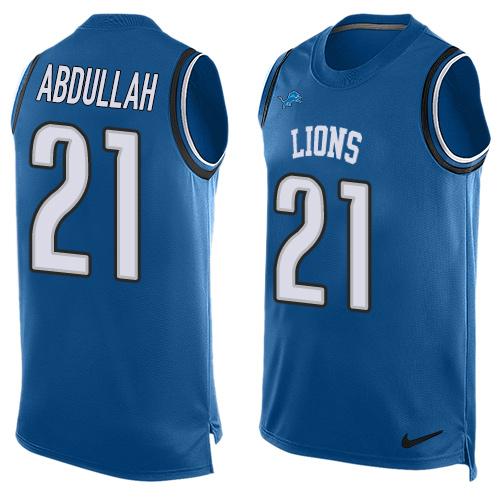 Nike Lions #21 Ameer Abdullah Blue Team Color Men's Stitched NFL Limited Tank Top Jersey
